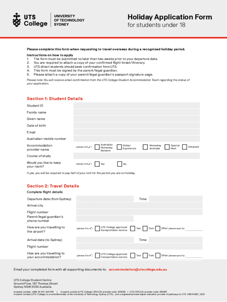 Fillable Online UTS College Pathway Provider to University of Technology Fax Email Print
