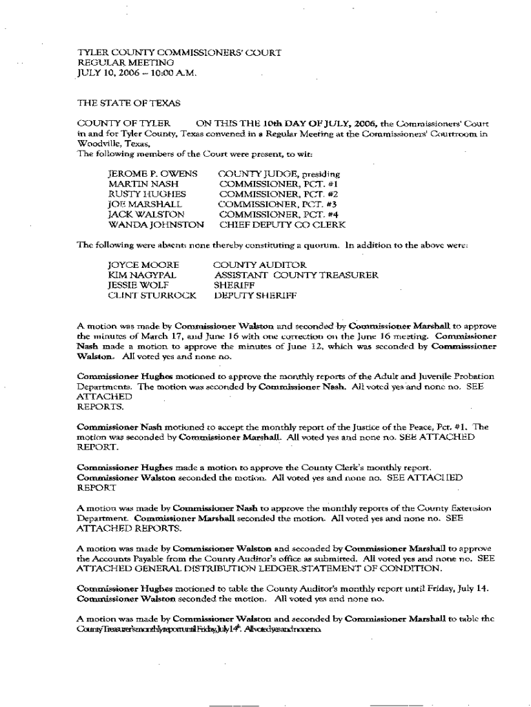 Fillable Online GREGG COUNTY, TEXAS FY0607 Adopted Budget Fax Email