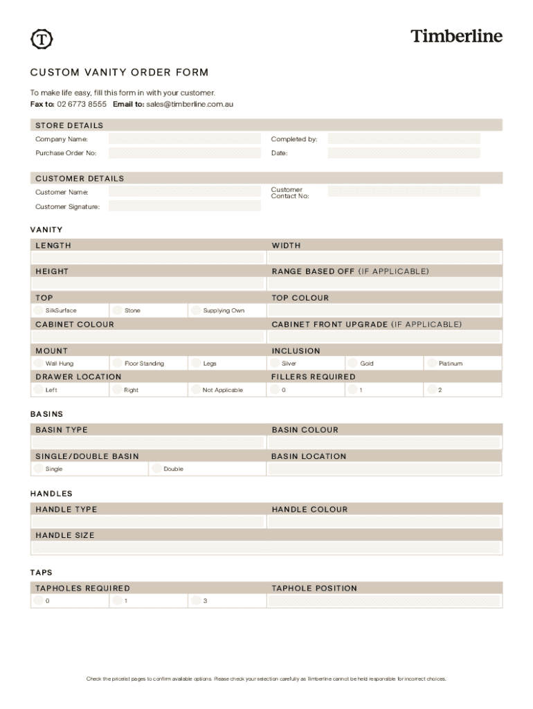 Fillable Online Timberline shaving order form livestudentcams