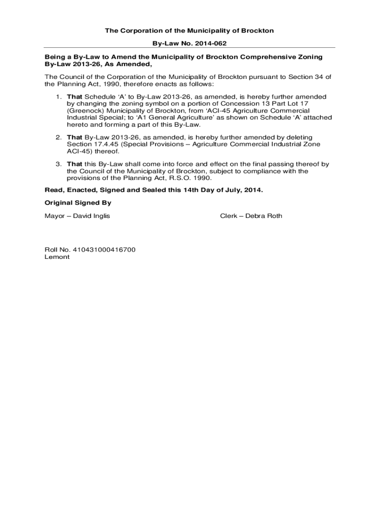 Fillable Online Municipality of Brockton Comprehensive Zoning Bylaw