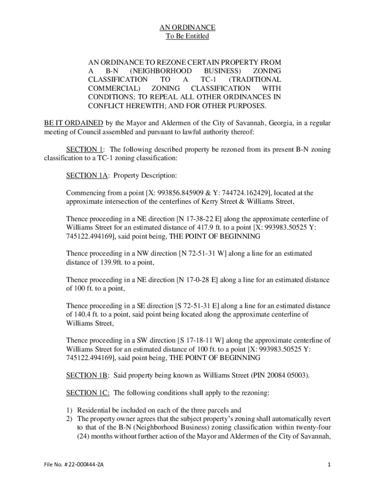 Fillable Online AN ORDINANCE TO REZONE CERTAIN PROPERTY FROM Fax Email Print pdfFiller