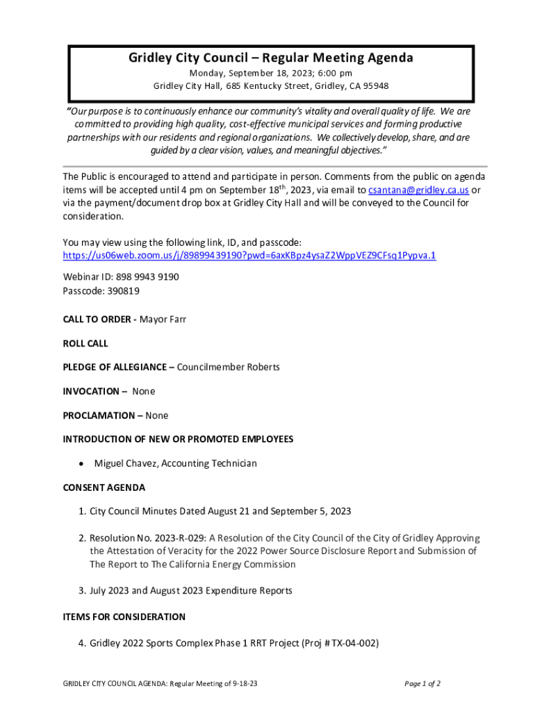 Fillable Online Angel Calderon City Of GridleyCity Council Member