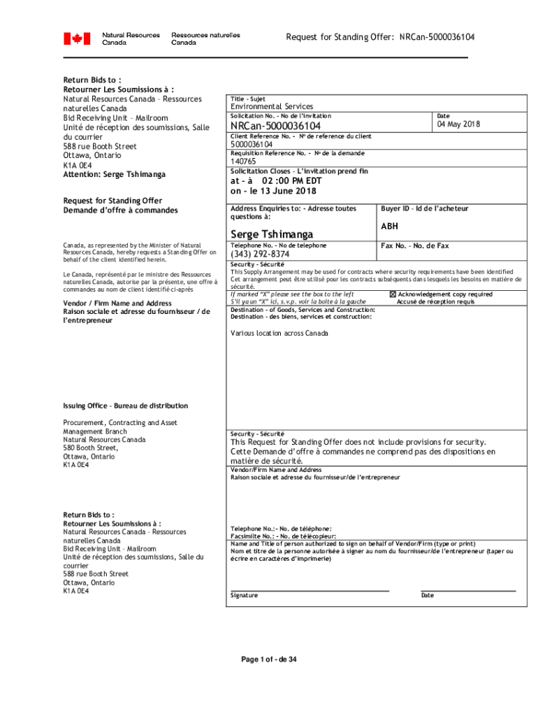 Fillable Online Chapter 5 Methods of Supply Standing Offers and