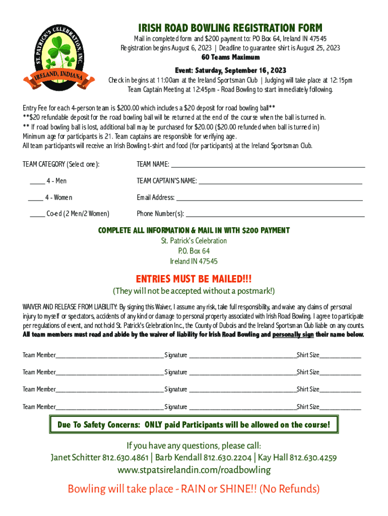 Ireland Indiana Ireland St Patrick's Day Celebration Fill out & sign