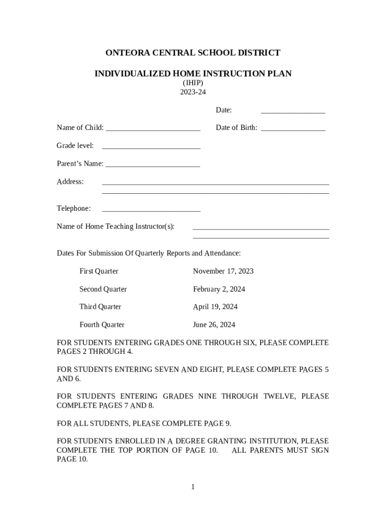 onteora central school district individualized home instruction Doc