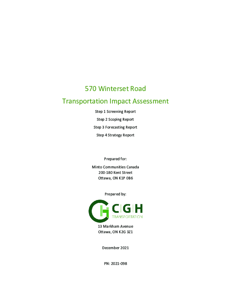Fillable Online 570 Winterset Road Transportation Impact Assessment Fax
