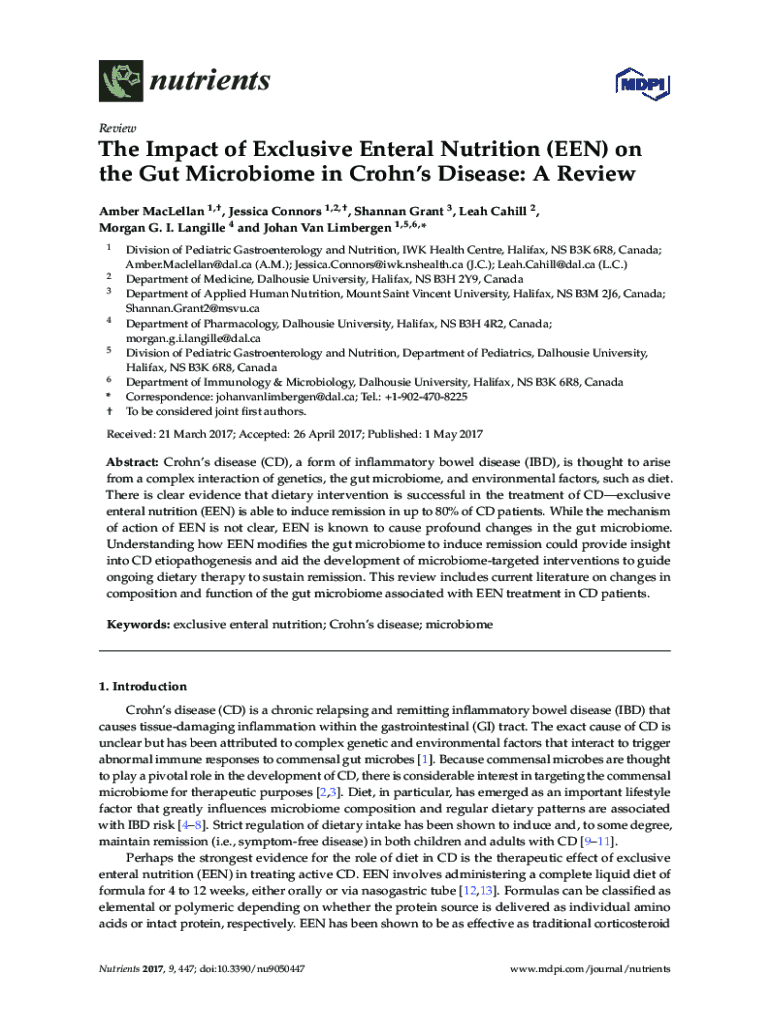 Fillable Online The Impact of Exclusive Enteral Nutrition (EEN) on the