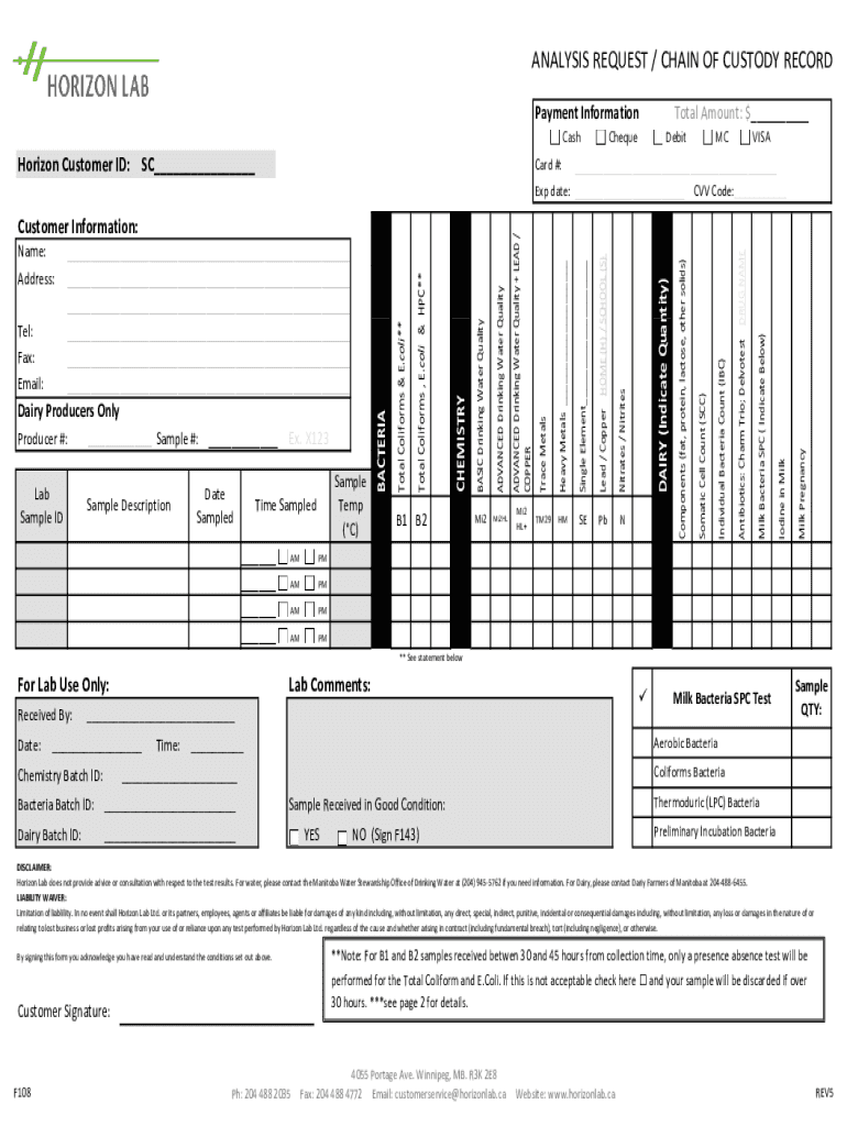Fillable Online REAL ESTATE WATER SAMPLE ANALYSIS REQUEST / Fax Email Print pdfFiller