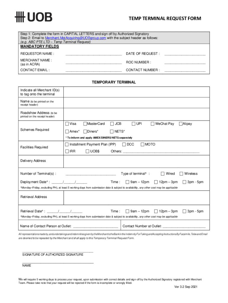 Fillable Online Temporary Terminal Request Form Fax Email Print pdfFiller