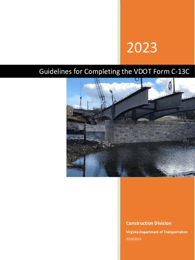 Fillable Online Guidelines for Completing the VDOT Form C13C Fax Email