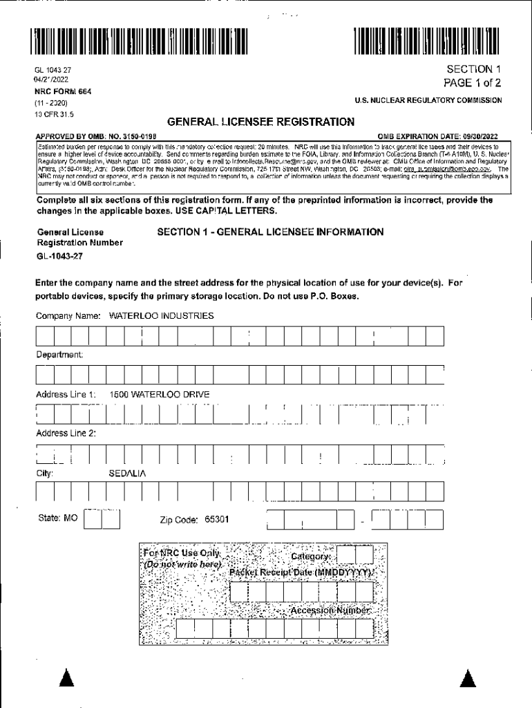 Fillable Online GL Registration from Waterloo Industries, Inc Fax Email