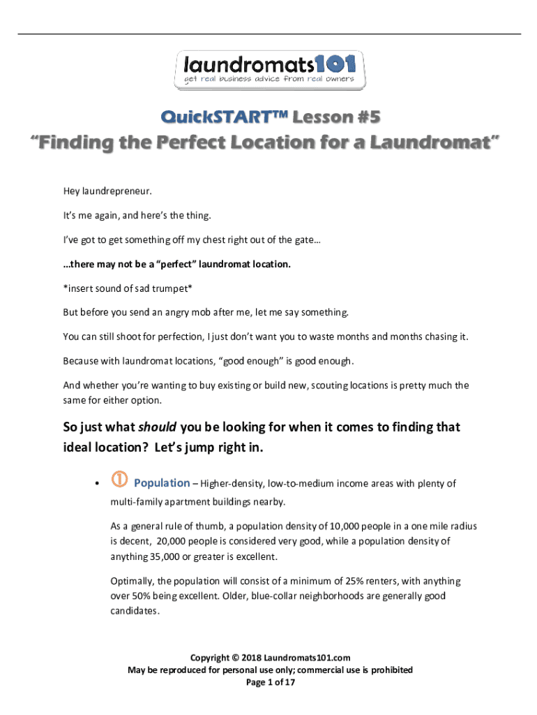 Fillable Online Finding the Perfect Location for a Laundromat Fax Email