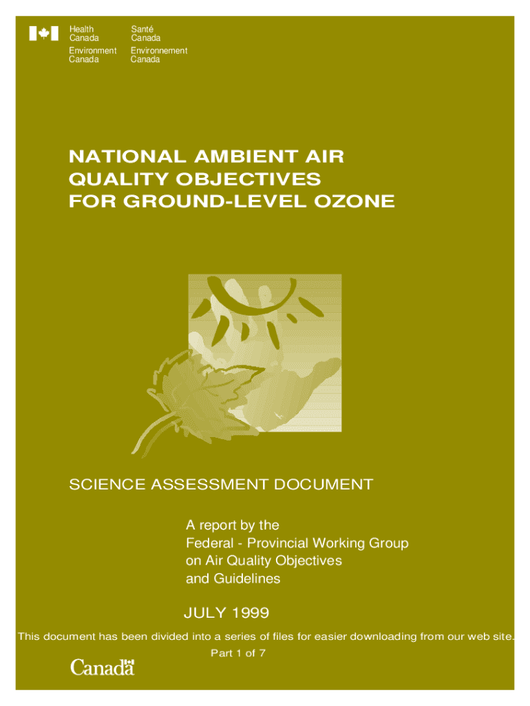 Fillable Online publications gc National Ambient Air Quality Objectives