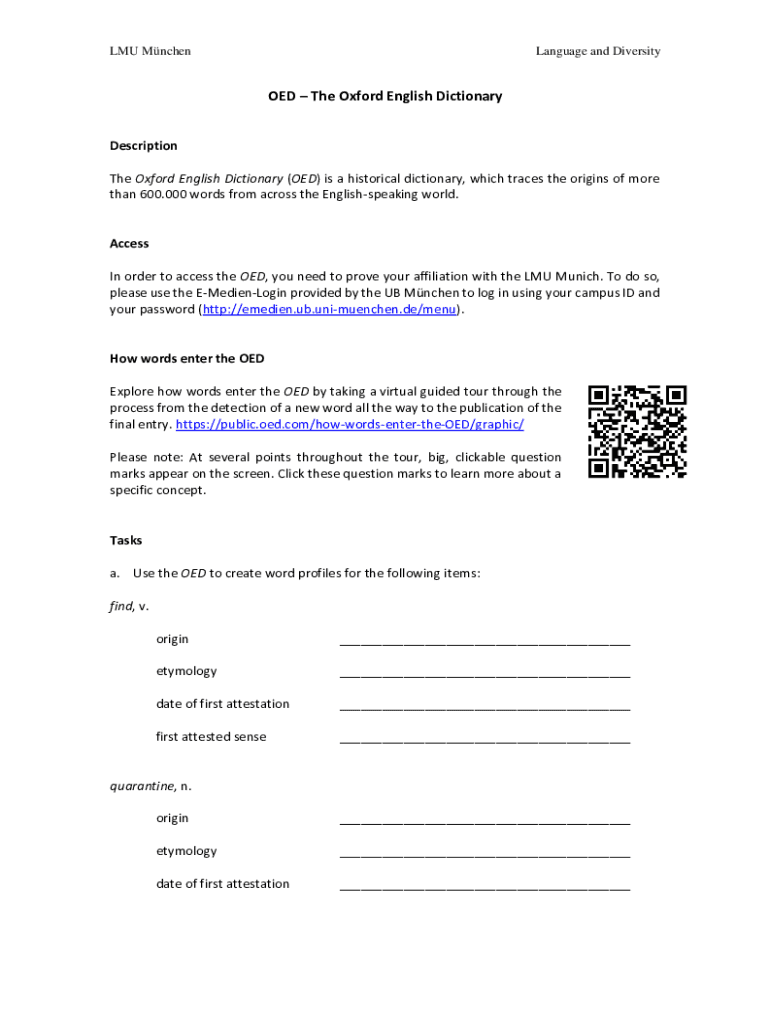 Fillable Online The Oxford English Dictionary (OED)Definition, History