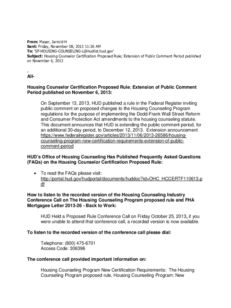 Fillable Online . All Housing Counselor Certification Proposed Rule