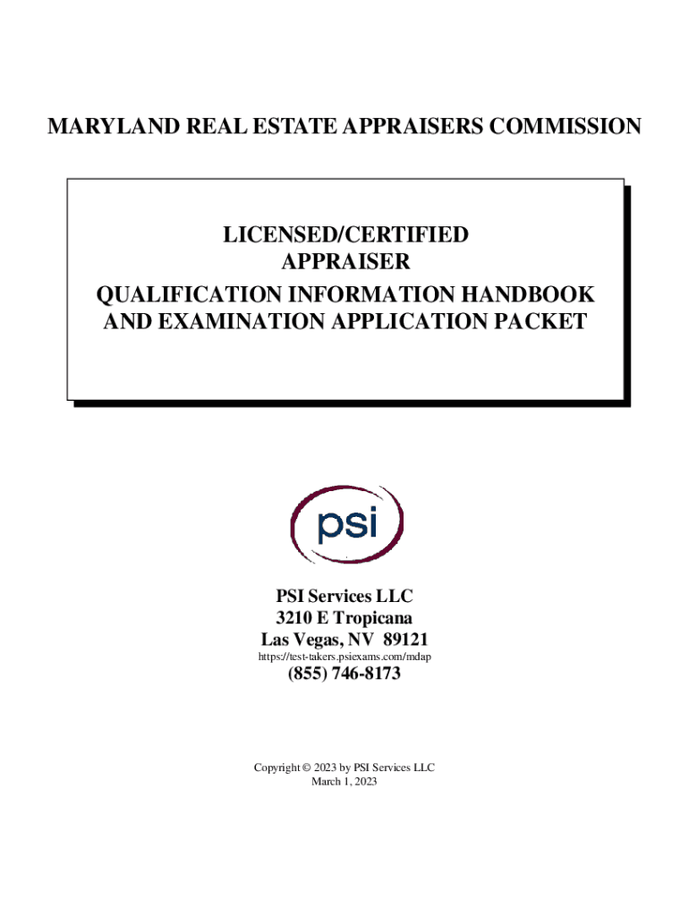 Fillable Online Taking the Exam Maryland Commission of Real Estate