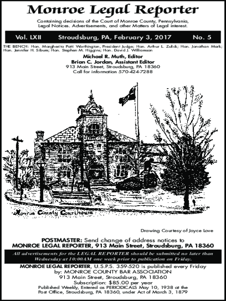 Fillable Online Legal Notice Forms Monroe County Bar Association Fax