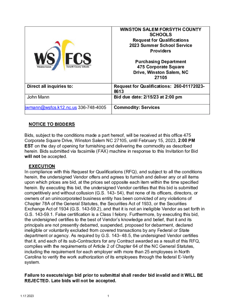 Fillable Online WINSTON/SALEM FORSYTH COUNTY SCHOOLS Request Fax