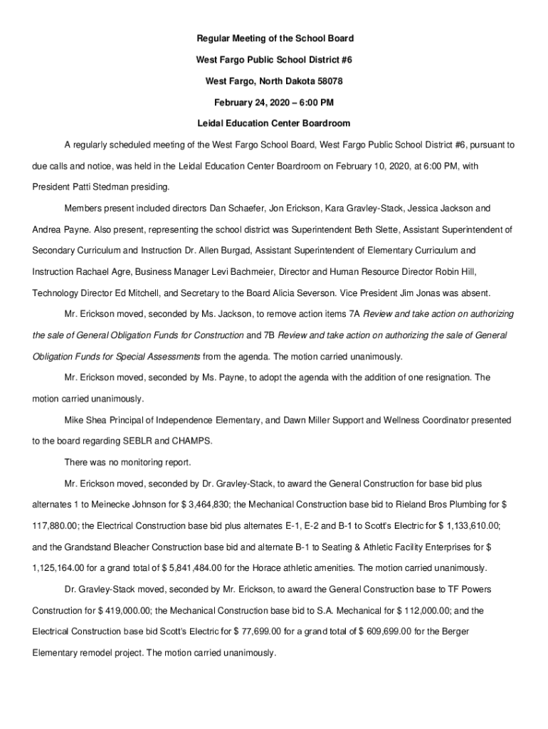 Fillable Online President Patti Stedman presiding Fax Email Print