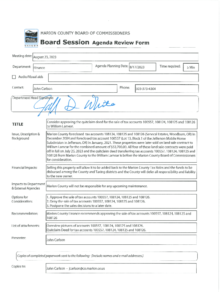 Fillable Online Marion County Assessor's Property Records Fax Email