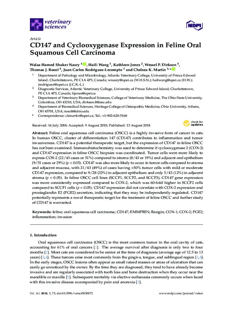 Fillable Online CD147 and Cyclooxygenase Expression in Feline Oral