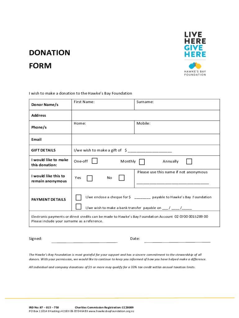 Fillable Online BasicDonationForm.docx Fax Email Print pdfFiller