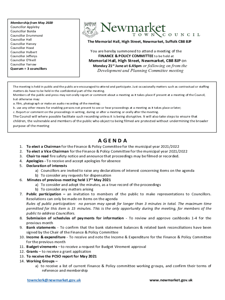 Fillable Online Mayor & Council Members City of McCleary Fax Email