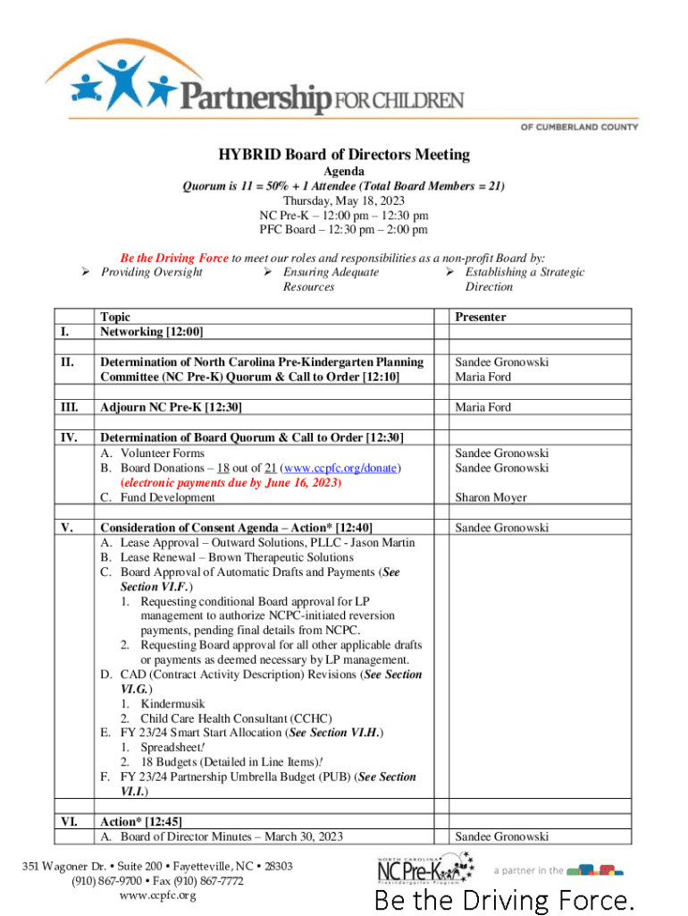 Fillable Online Quorum is 11 50 + 1 Attendee (Total Board Members 21