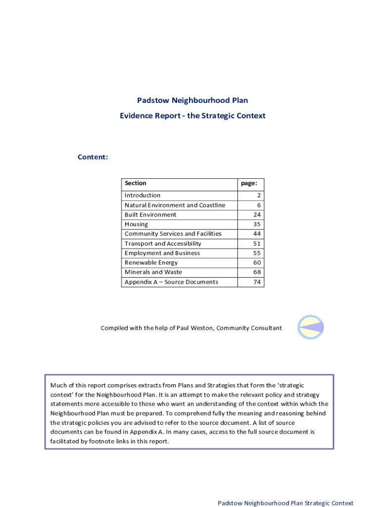 Fillable Online Padstow Neighbourhood Plan Local Evidence Report Fax