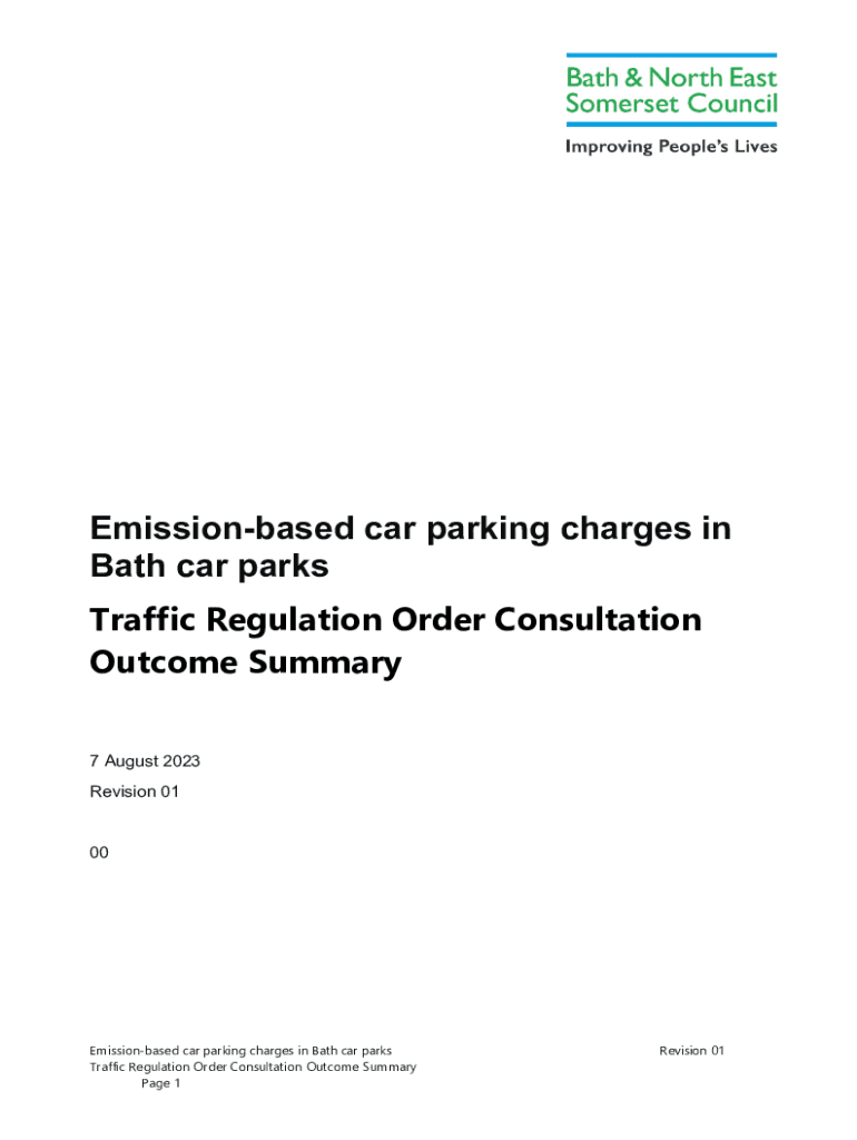 Fillable Online Bath car parking charges based on vehicle emissions to