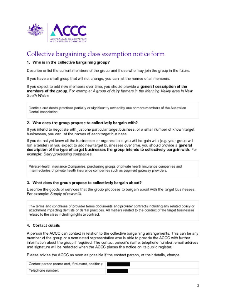 Fillable Online ADA Notice form collective bargaining class exemption