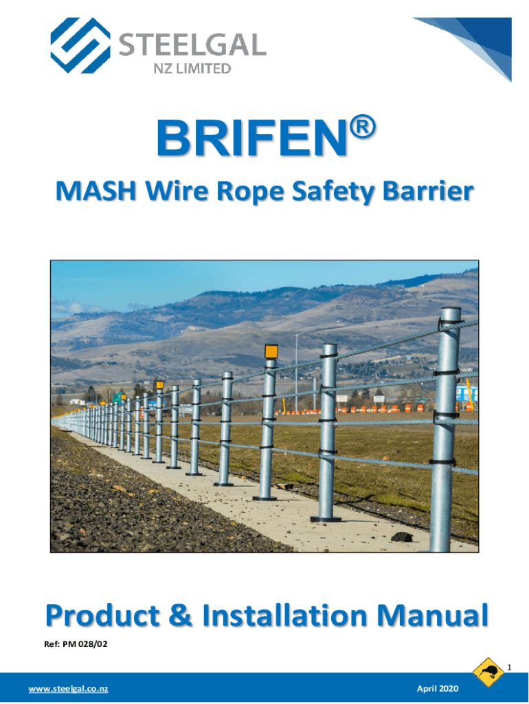 Fillable Online BRIFEN MASH Wire Rope Safety Barrier Product Manual Fax