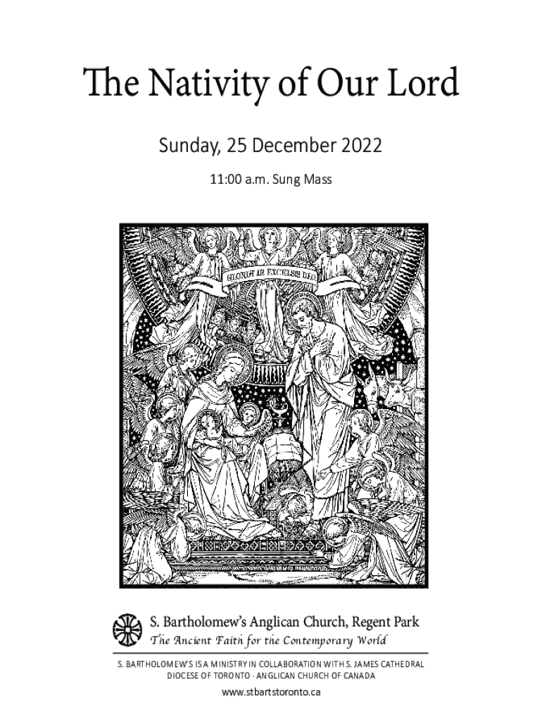 Fillable Online The Nativity of Our Lord S. Bartholomew's Anglican