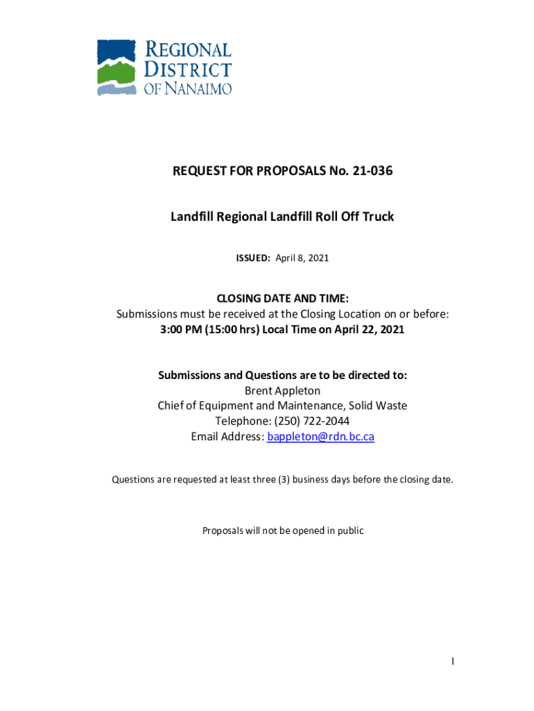 Fillable Online request for proposals landfill Bids, RFP & Government
