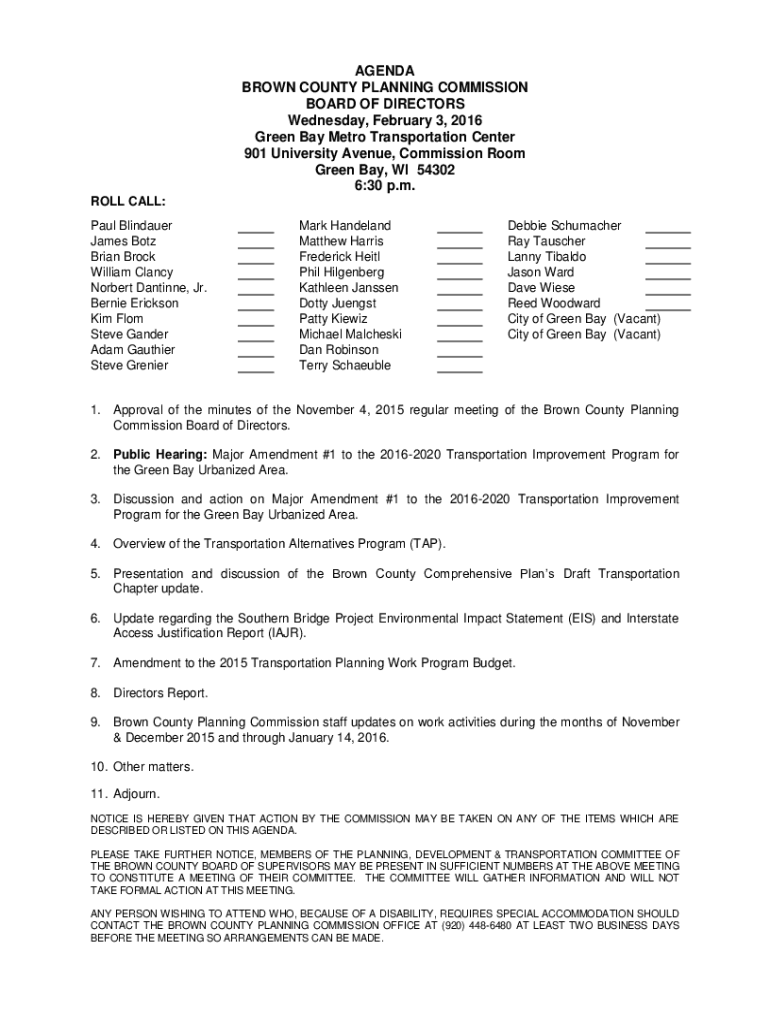 Fillable Online Brown County Planning Commission Planning and Land Fax Email Print pdfFiller