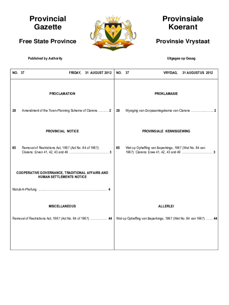 Fillable Online townplanning and townships ordinance no. 15 of 1986