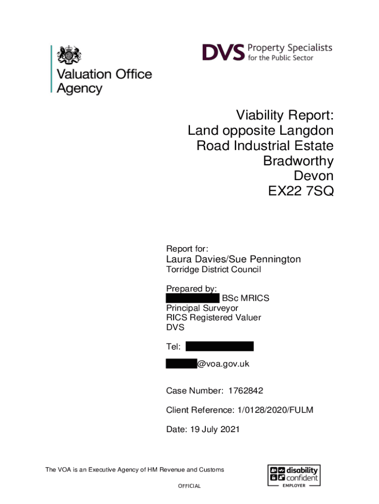 Fillable Online Viability Report Land opposite Langdon Road Industrial