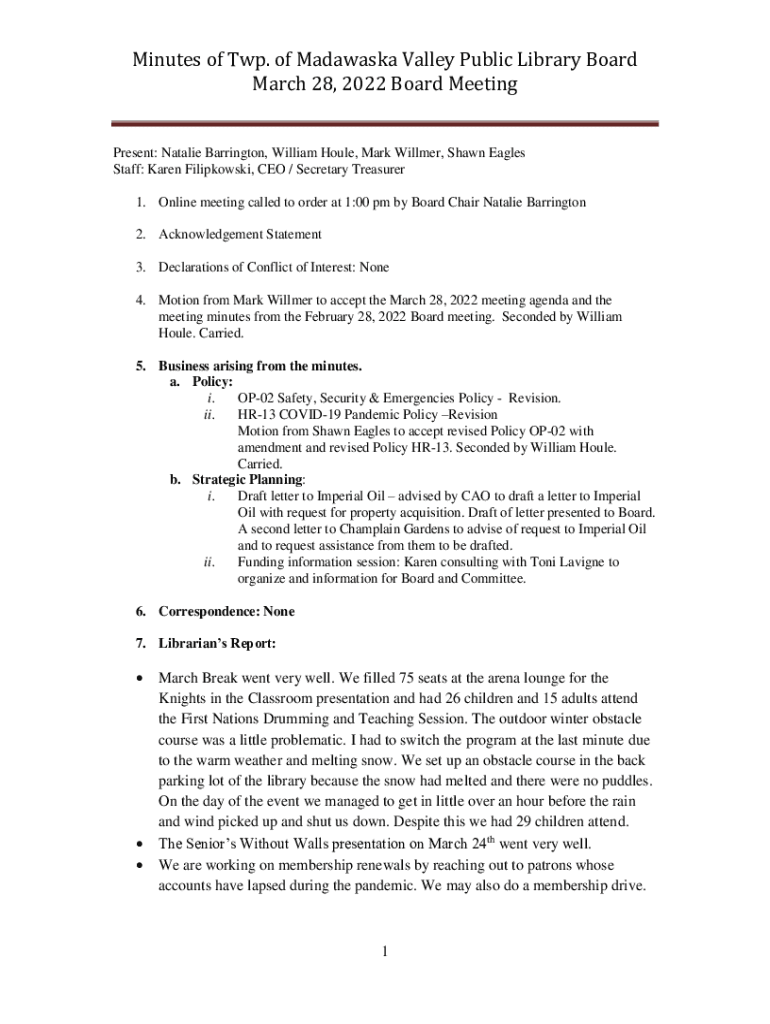 Fillable Online Madawaska Valley Public Library Barry's Bay Fax Email