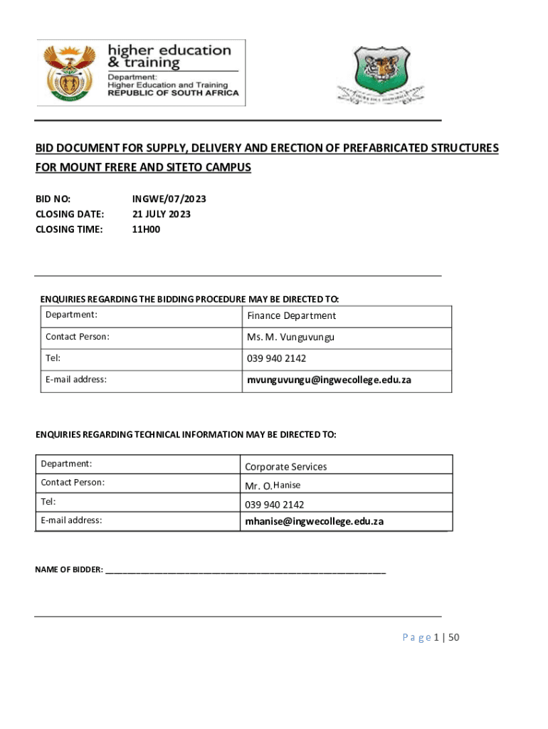 Fillable Online FOR MOUNT FRERE AND SITETO CAMPUS Fax Email Print