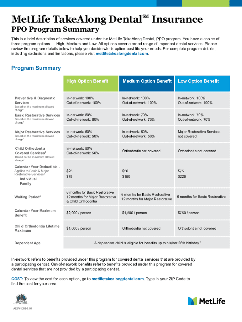 Fillable Online Benefits that go wherever you do MetLife TakeAlong