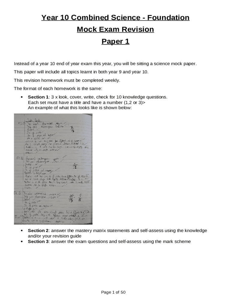 Foundation Mock Exam Revision Paper 1 Doc Template pdfFiller