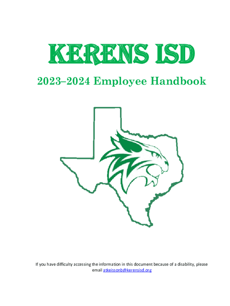 Kerens ISD 20232024 Employee Handbook Doc Template pdfFiller