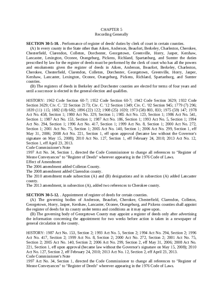 Section 30510. . Perance of register of deeds' duties Doc