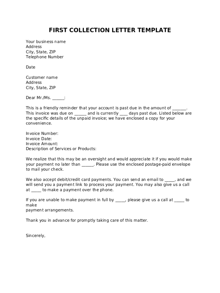 second collection letter template Doc Template | pdfFiller