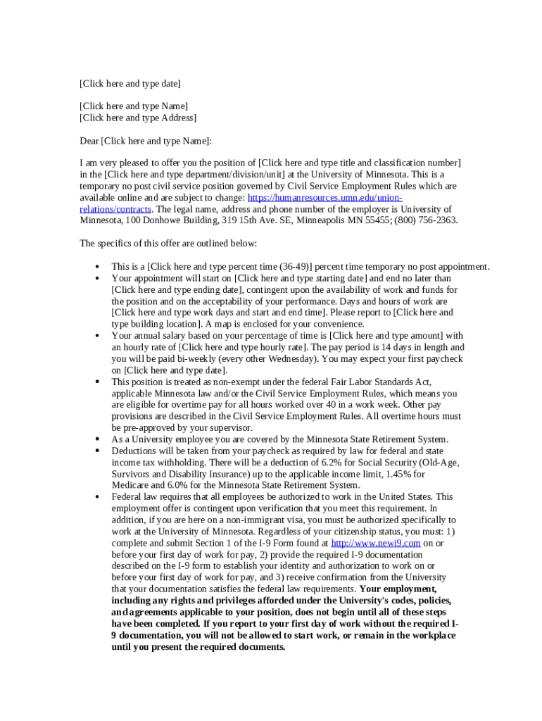 This is a temporary no post civil service position governed by Civil