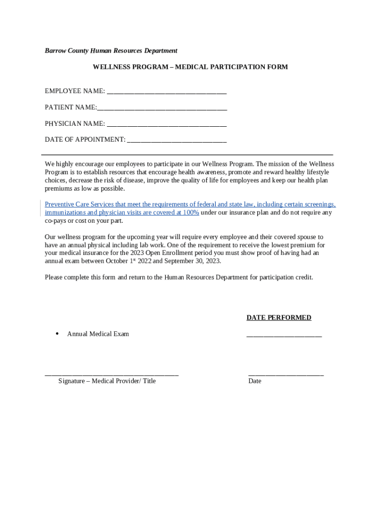 Human Resources Department Barrow County Doc Template pdfFiller