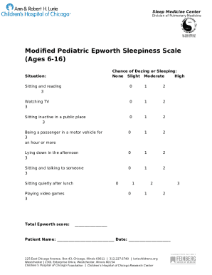 Epworth Sleepiness Scale - Division of Sleep Medicine Doc Template