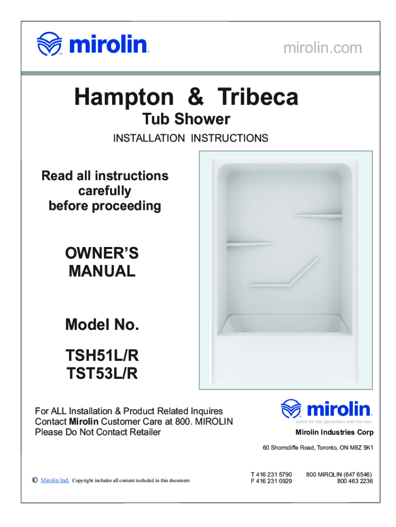 Remplissable En Ligne Mirolin Hampton One Piece Tub Shower white 60" x