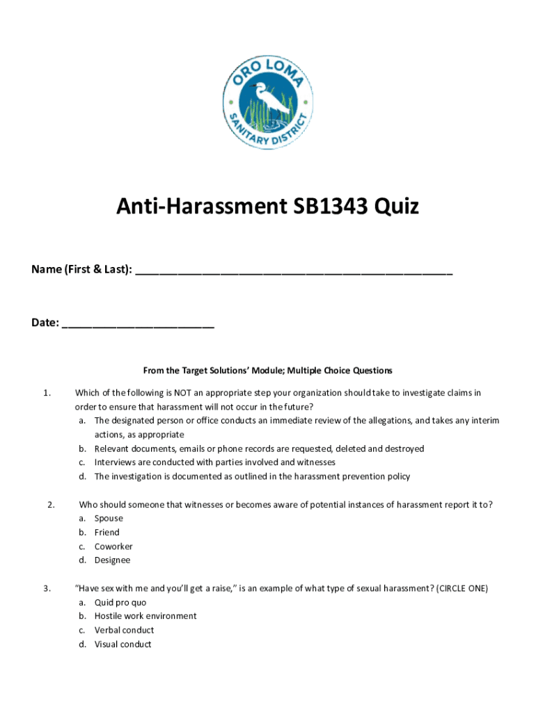 Fillable Online 20 Answers to Common Anti-Harassment Training Questions