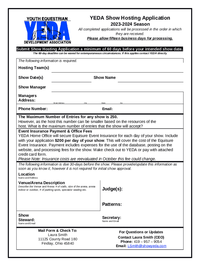 YEDA Youth Equestrian Development Association, Inc Doc Template